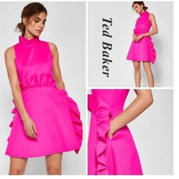 ted baker pink ruffle dress